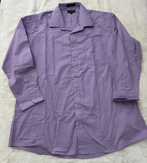 Milani Mens 18 1/2 34/35 Purple Button Down Dress Shirt Long Sleeve Cotton Blend